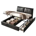 Artiss King Bed Frame Gas Lift Storage 3 Drawers Adjustable Headboard Platform Bed Black
