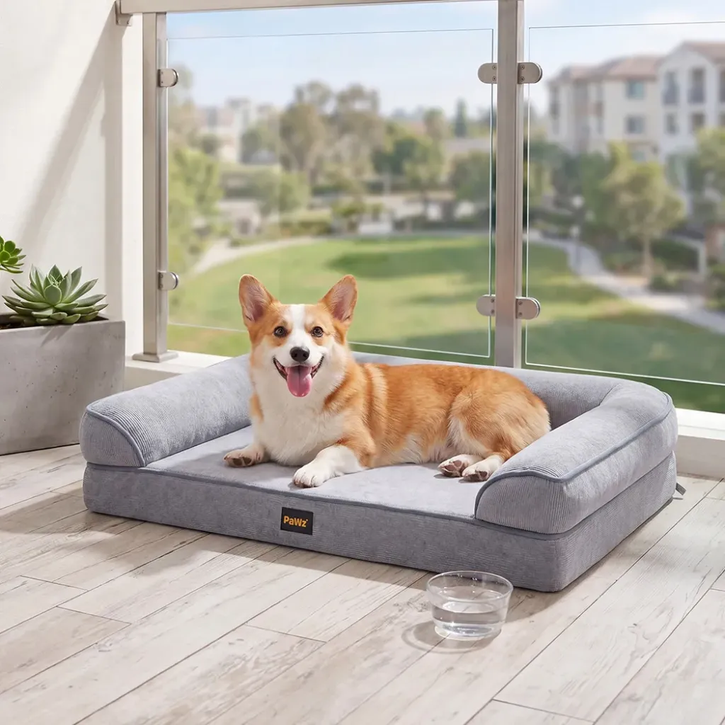 Pawz Cooling Orthopedic Dog Bed Waterproof Lining Washable Memory Foam Grey XL