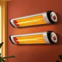 Devanti 2PCS Electric Radiant Strip Heater Indoor Outdoor Patio Remote Control 1500W