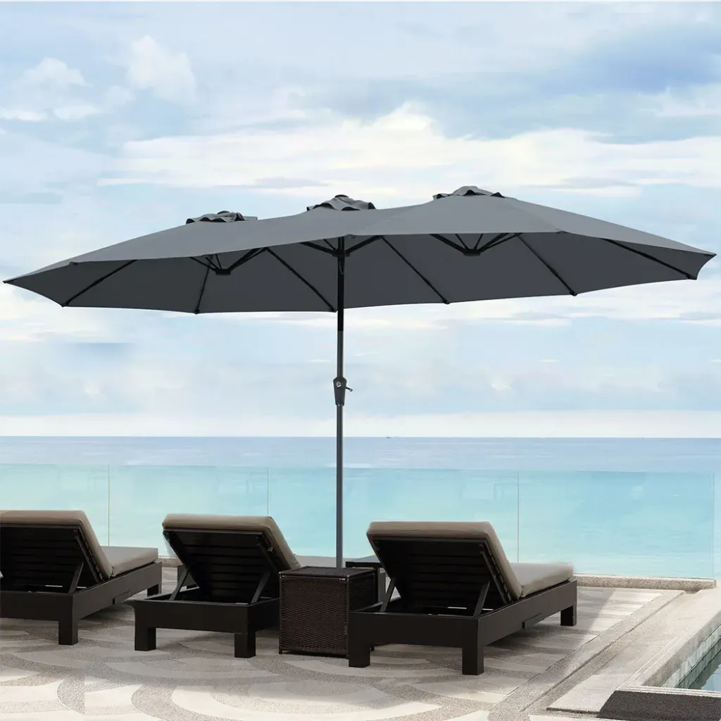 Centra 4.5M Double-sided Patio Umbrella Outdoor Umbrella Base Stand Grey