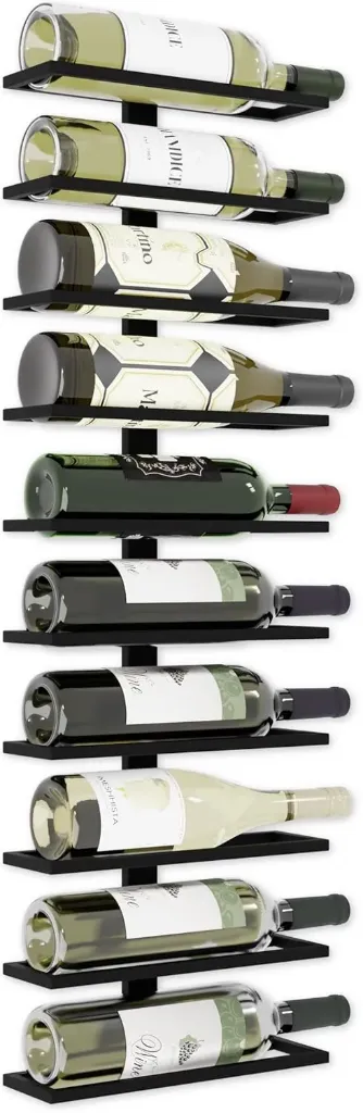 CARLA HOME Metal Wall Mount Wine Rack for Wine Bottles, Liquor, Champagne (Holds 10 Bottles)