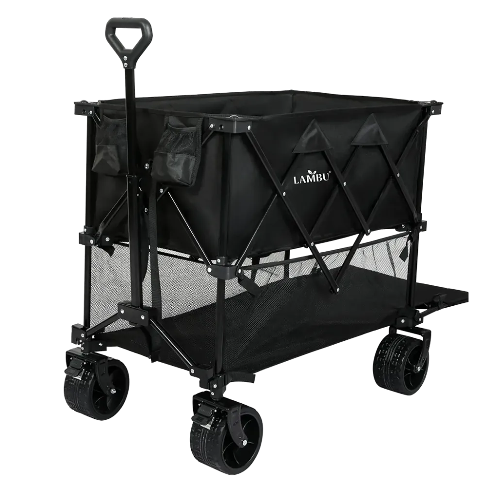 Lambu Folding Wagon Cart Double Shelves