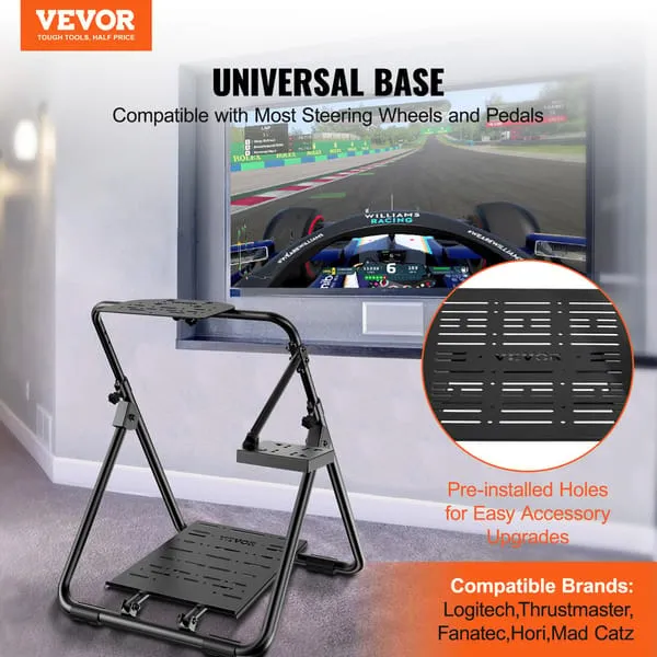 Foldable Racing Steering Wheel Stand - Compatible with Logitech & Thrustmaster Racing Wheel and Pedal