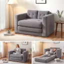 Artiss 2 Seater Corduroy Convertible Sofa Bed Pull Out Boneless Couch Grey