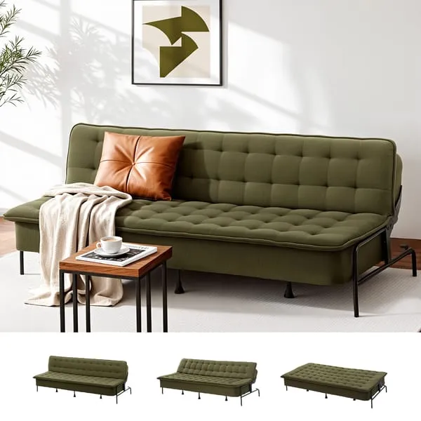 Artiss Sofa Bed, 1.9m 3-Seater Soft Innerspring Adjustable Couch Futon