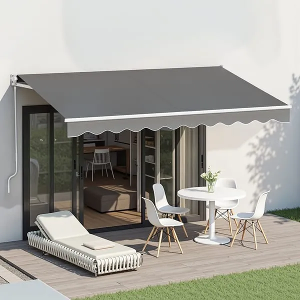 Instahut Retractable Folding Arm Awning Motorised Sunshade 3.5M X 2.5M Grey