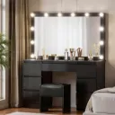 Artiss Dressing Table Vanity Desk Set Stool 12 Led Bulbs Black