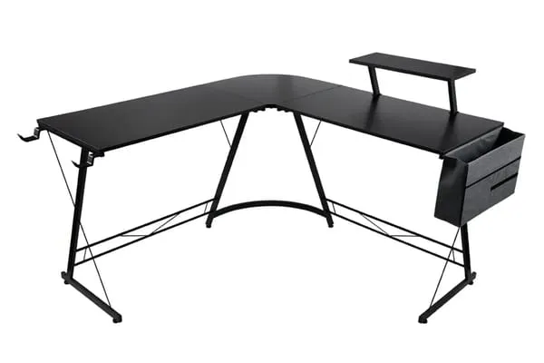 L Shaped Computer Gaming Desk PC Laptop Workstation Home Office Black