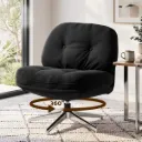 Artiss Swivel Chair Nursing Armchair Lounge Corduroy Steel Star Base Black