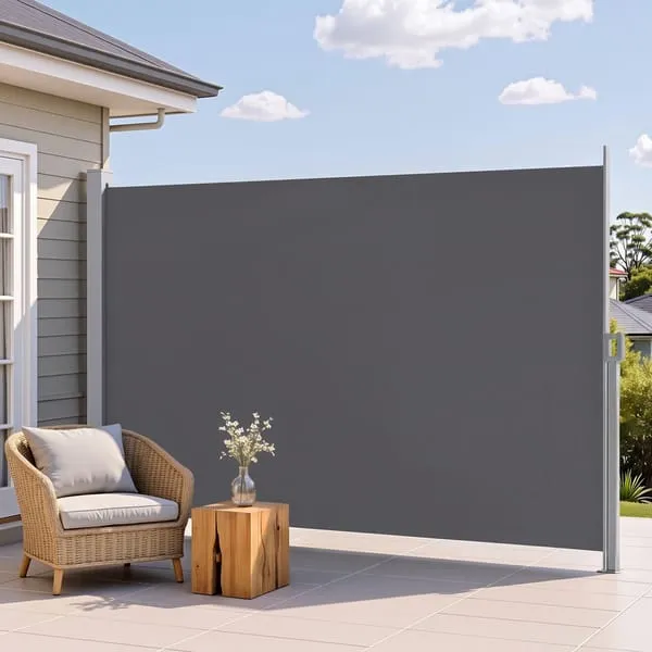 Instahut 2X3.5M Side Awning Retractable Privacy Screen Outdoor Sun Shade Grey