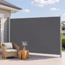 Instahut 2X3.5M Side Awning Retractable Privacy Screen Outdoor Sun Shade Grey