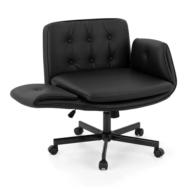 Artiss Criss Cross Chair with Wheels & Adjustable Armrests, Ergonomic Cross Legged Office Desk Chair
