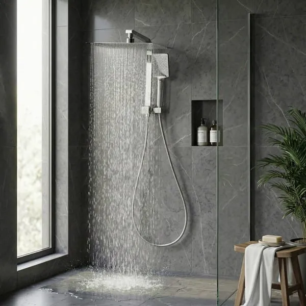 12" Rain Shower Head Set with 3-Mode Handheld Brass High Pressure WELS Chrome