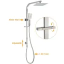 Brushed Nickel Square Twin Shower Set 8" Rain Head 3 Modes Handheld Silding Rail Mixer