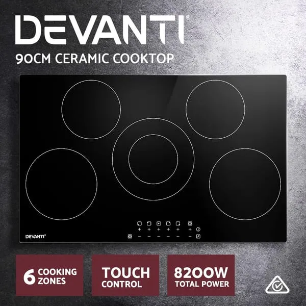 Devanti Electric Ceramic Cooktop 90cm, 8200w