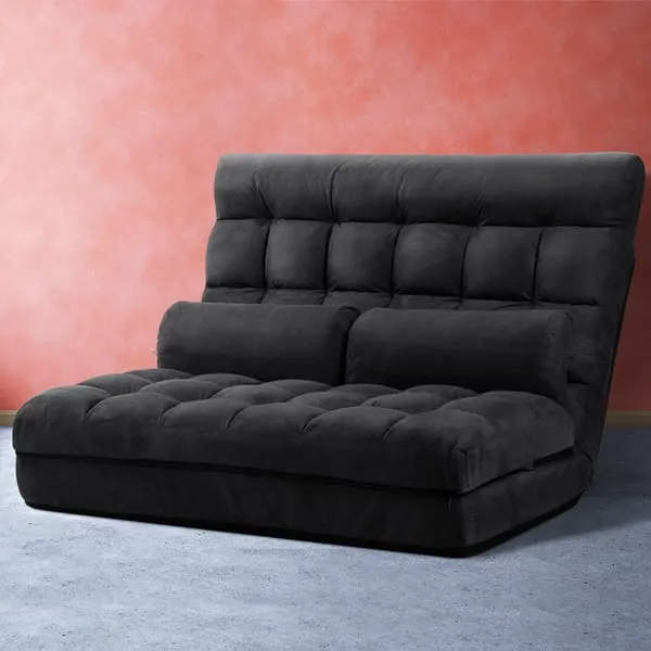 Artiss Sofa Bed 2-seater Charcoal Suede