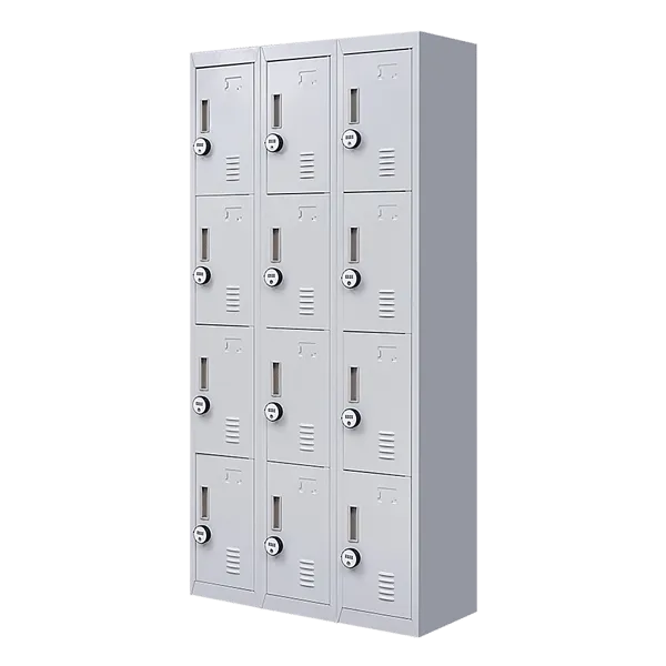 12-Door Locker for Office Gym Shed School Home Storage - 4-Digit Combination Lock (light grey)