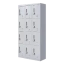 12-Door Locker for Office Gym Shed School Home Storage - 4-Digit Combination Lock (light grey)