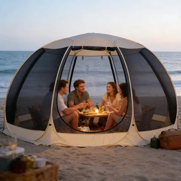 Large 3m Pop Up Screen House Tent, 6-8 Person Mosquito Shelter