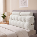 Giselle wedge pillow headboard with non-flattening shredded foam core, Queen
