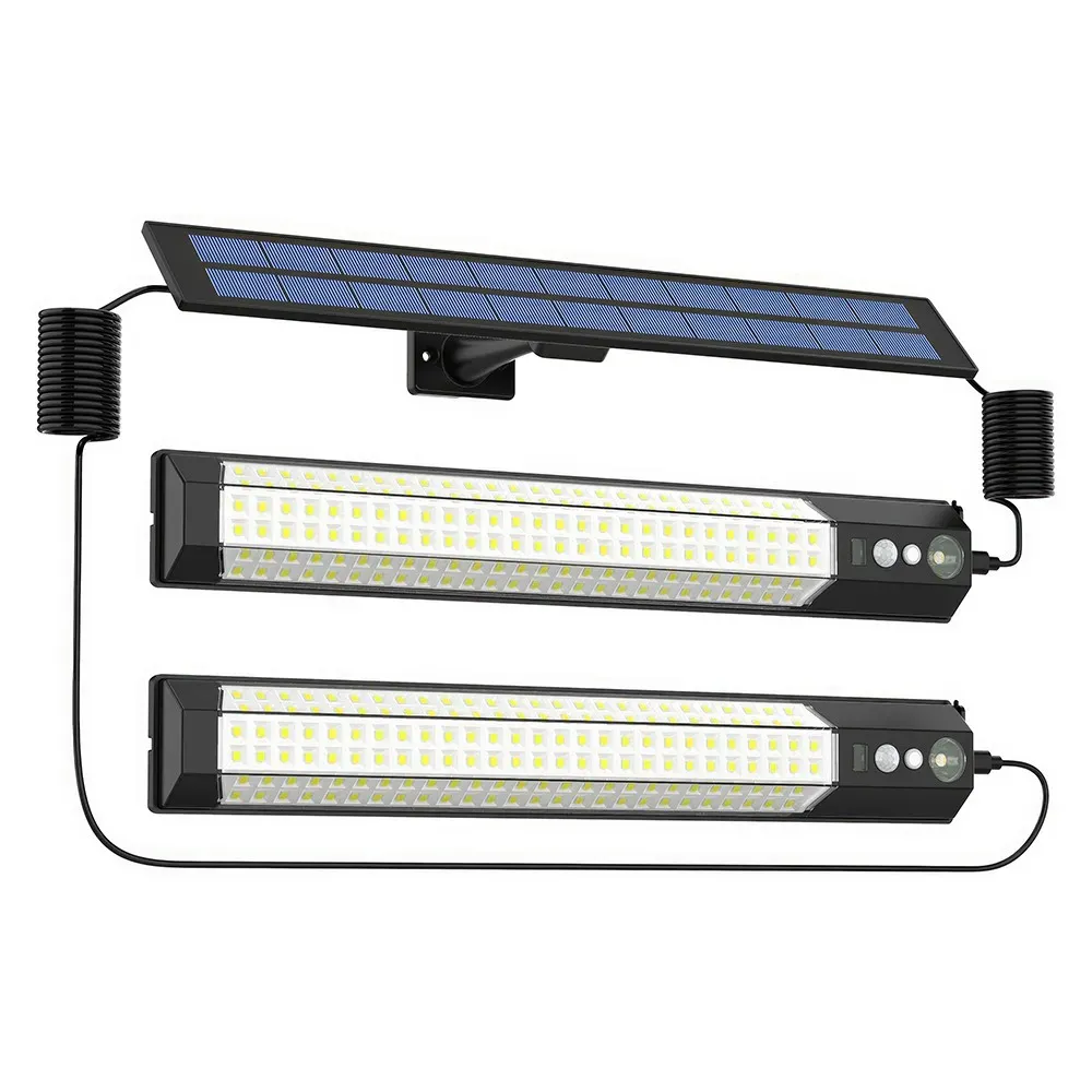 Solar Powered LED Motion Sensor Wall Light, Black, 2000LM, IP65, 3 Modes