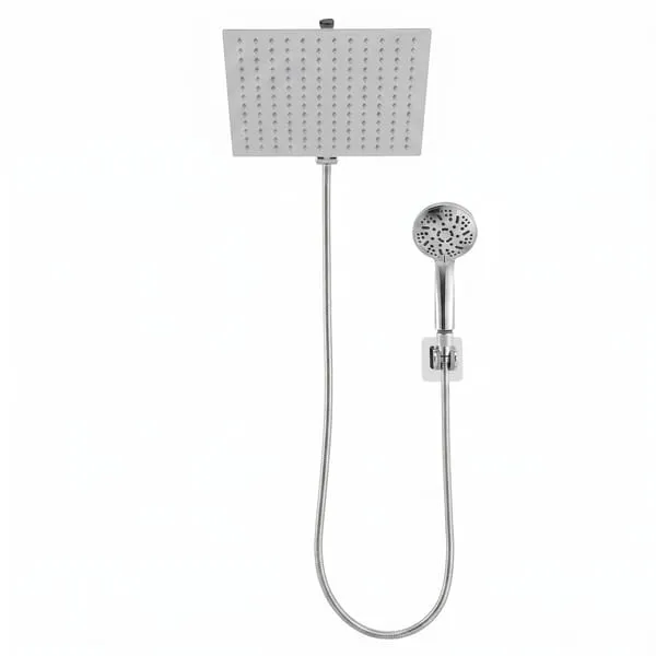 Cefito High-Pressure Rain Shower Head with Handheld, Gear-Lock Anti-Sag Arm for Family Spa, 12" Stainless Steel Rainfall & 9-Setting Wand Combo