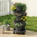 Green Fingers 5 Tier Vertical Garden Planter, Stackable Planters with 4 Wheels