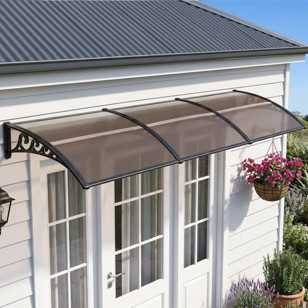 Instahut Window Door Awning 0.8mx3m Brown