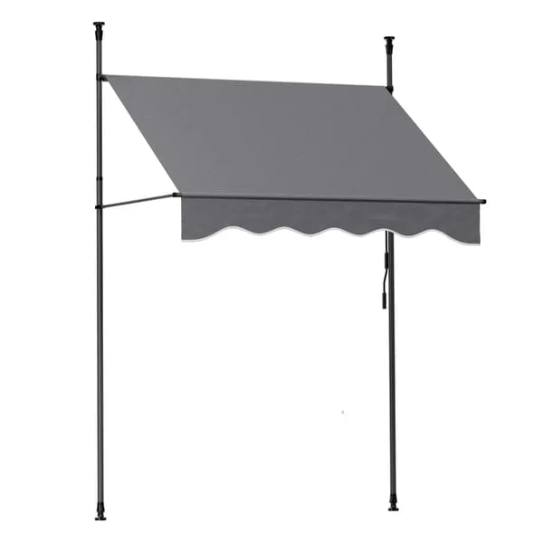 Instahut Window Fixed Pivot Arm Awning Outdoor Door Canopy 2X1.8M Grey