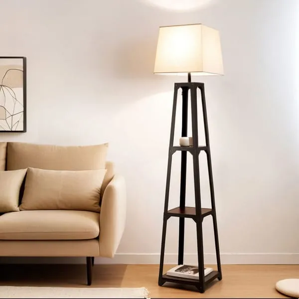 Artiss Floor Lamp 3 Tier Shelf Storage LED Light Stand Vintage