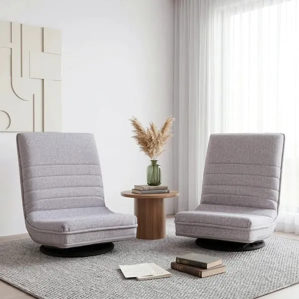 Artiss 2 Swivel Floor Chair 360 Adjustable Foldable Lounge Seat Floor Sofa Chair Grey