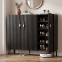 Artiss Shoe Cabinet Fluted Style 25 Pairs Shoe Storage Cupboard Black
