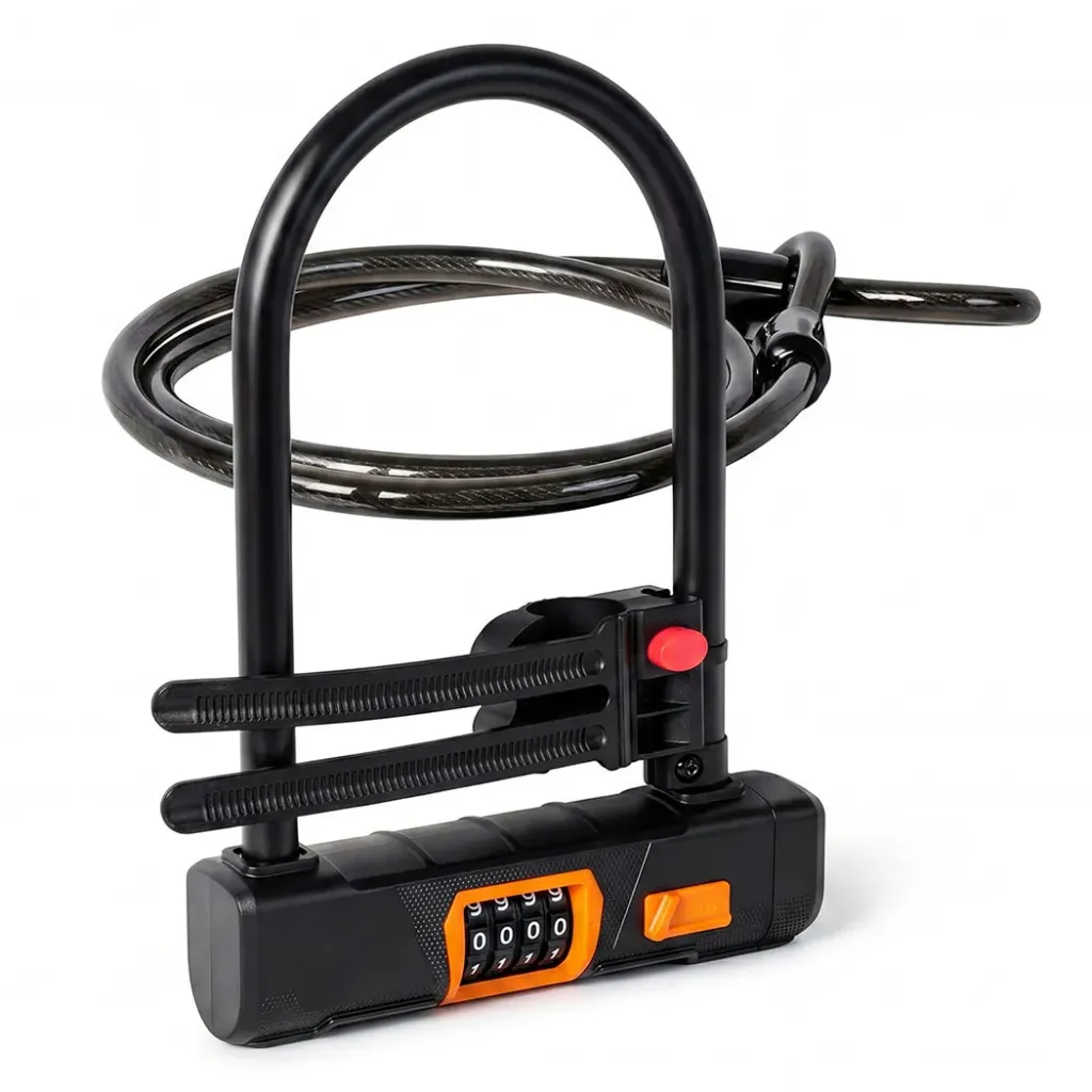 Bike Lock 4 Digit Combination Bicycle D Lock Security Cable Anti Theft Scooter