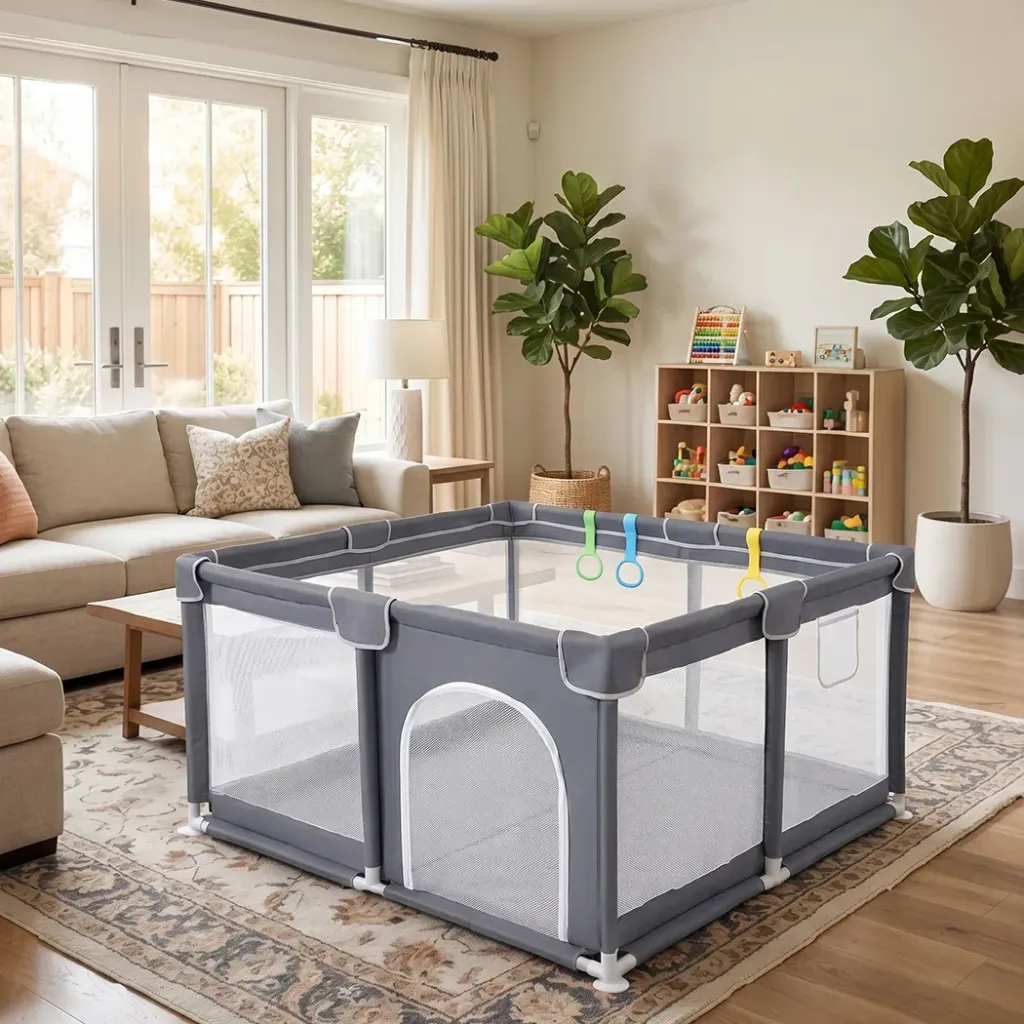 BoPeep Baby Playpen 150x180cm Large Play Pen Mesh Oxford Grey