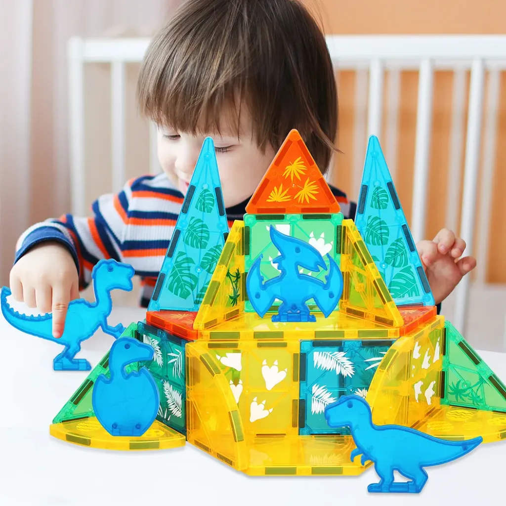 Bopeep Kids Magnetic Tiles Blocks 100pcs (Dinosaur-themed)