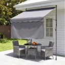 Instahut 2.1M x 1.8M Manual Pivot Arm Awning With Front Curtain Grey