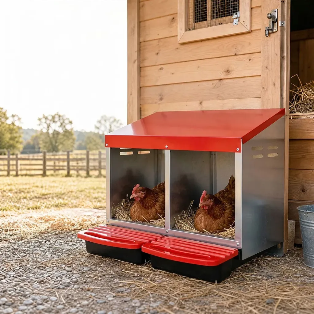 Pawz Chicken Nesting Boxes 2 Hole for Rolling Egg Collection Inside Outside
