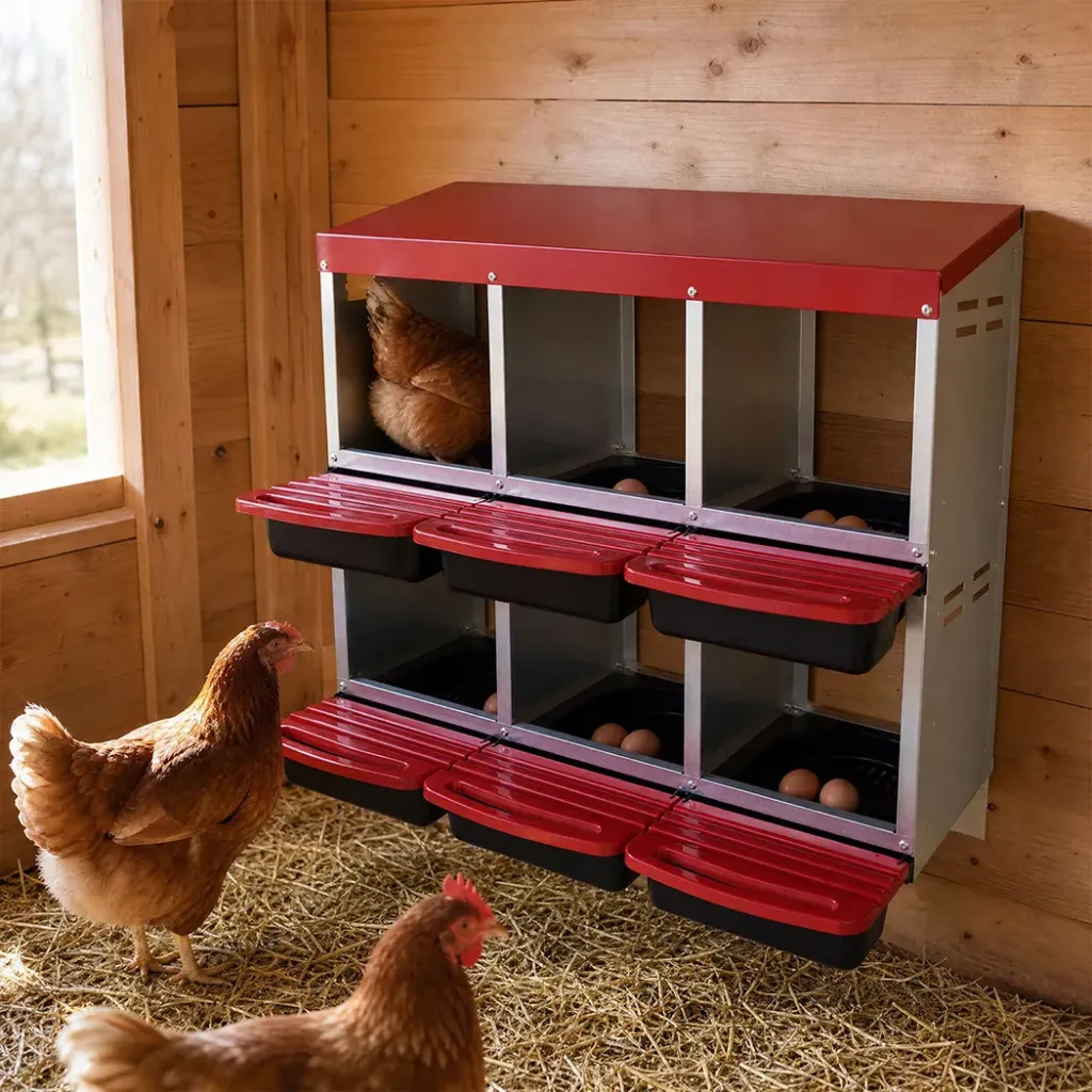 Pawz Chicken Hen Coop Hutch 6 Hole Double Layer Roll Away Lay Egg Nesting Box