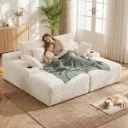 Artiss Double Chaise Lounge Sofa 2-Seater Modular Sofa Lounge Chair Couch Beige