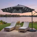Instahut Outdoor Umbrella 3M Cantilever Beach LED Garden Shade Patio Charcoal