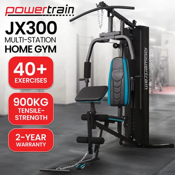 Powertrain JX-300 Multi Station Home Gym with 44kg Weight Stack Cable Machine All-in-One Full Body Strength Training