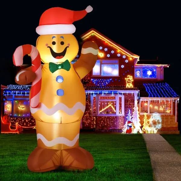 Jingle Jollys Christmas Inflatable Gingerbread Man 1.5M Height LED Decorations Illuminated