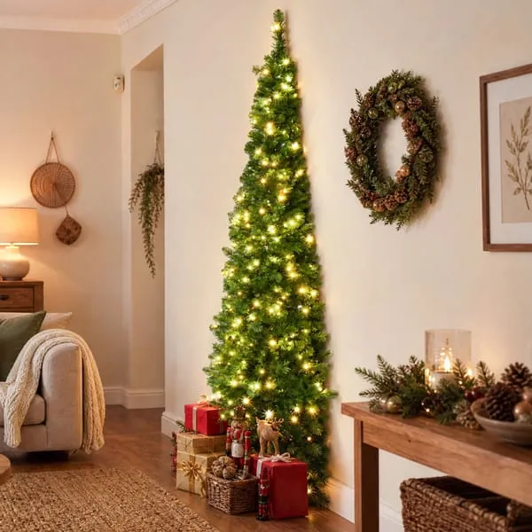 Jingle Jollys 1.8m Pre-Lit Christmas Tree Slim Pencil Xmas Tree Corner Tree