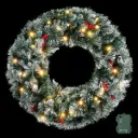 Jingle Jollys 60cm Christmas Wreath LED Lights Snowy Berries Garland Party Decor