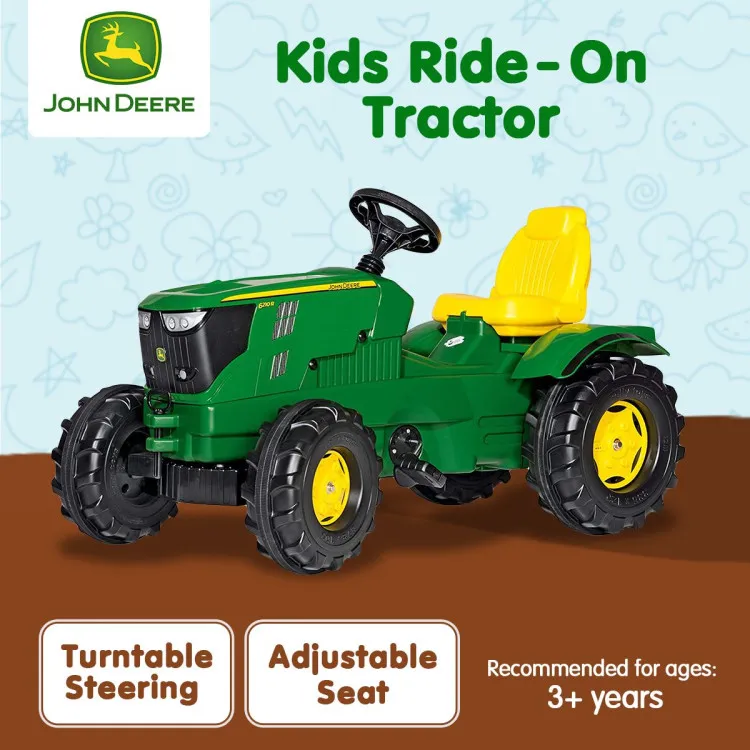 John Deere Kids Pedal Ride On Tractor Extra Large Chain Driven Toy Adjustable Seat RT601066