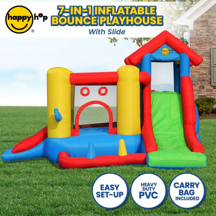 Happy Hop 7-in-1 Inflatable Bounce Jumping Castle Playhouse with Slide
