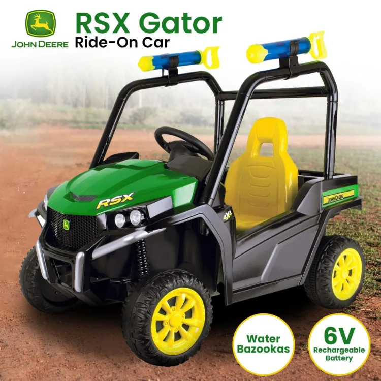 John Deere RSX Gator Kids Battery Powered Ride On Car 1-Seater Electric Toy Truck with Water Bazookas