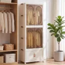 Artiss Foldable Storage Cabinet Stackable Wardrobe Box Clear Magnetic Door White