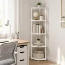 Levede Corner Bookshelf Adjustable Corner Bookcase Unit Living Room White