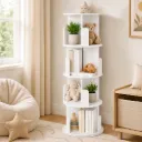 Levede Rotating Bookshelf Corner 4 Tier 3-Section Storage Display 5kg Home White